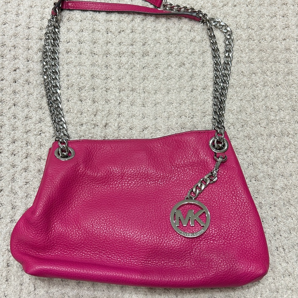 Michael Kors Fuchsia Leather Chain Bag